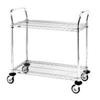 Chariot utilitaire &agrave; usage standard avec tablettes en treillis m&eacute;tallique, Chrom&eacute;, 24" x 39" x 36", Capacit&eacute; 375 lb Sécurité Médic