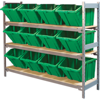 &eacute;tag&egrave;res larges avec bacs g&eacute;ants en plastique, Acier, Sans boulons, Capacit&eacute; 800 lb, 66" la x 60" h x 18" p Sécurité Médic