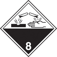 &eacute;tiquettes d'exp&eacute;dition TMD, Classe 8, Corrosifs, Papier Sécurité Médic