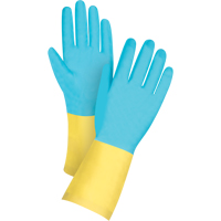 Gants tremp&eacute;s de premi&egrave;re qualit&eacute; r&eacute;sistants aux produits chimiques, Taille Petit/7, 12" lo, N&eacute;opr&egrave;ne/Latex de caoutchouc, Doublure en Coton/Ouat&eacute;e, 20 mils Sécurité Médic