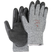 Salt & Pepper Knit Gloves With Black Palm Coating, Size Small/7, Polyurethane Coated, HPPE Shell, ANSI/ISEA 105 Level 2 Sécurité Médic