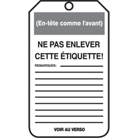 Lockout Tags, Cardstock, 3-1/8" W x 5-7/8" H, French Sécurité Médic