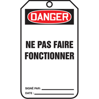 Lockout Tags, Plastic, 3-3/8" W x 5-7/8" H, French Sécurité Médic