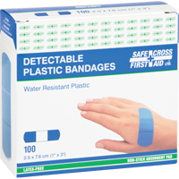 Bandages, Rectangulaire/carr&eacute;e, 3", Plastique d&eacute;tectable, St&eacute;rile Sécurité Médic