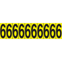 Individual Adhesive Number Markers, 6, 1-15/16" H, Black on Yellow Sécurité Médic