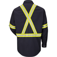 Chemise de travail avec bordure r&eacute;fl&eacute;chissante, Coton/nylon, Moyen, Orange haute visibilit&eacute; Sécurité Médic