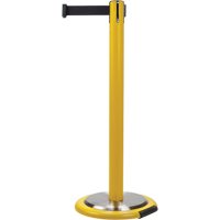 Free-Standing Crowd Control Barrier, Steel, 35" H, Black Tape, 7' Tape Length Sécurité Médic