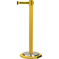 Free-Standing Crowd Control Barrier, Steel, 35" H, Yellow Tape, 7' Tape Length Sécurité Médic