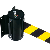 Wall Mount Barrier, Steel, Screw Mount, 7', Black/Yellow Tape Sécurité Médic
