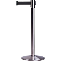 Free-Standing Crowd Control Barrier, Steel, 35" H, Black Tape, 12' Tape Length Sécurité Médic