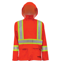 Hi-Vis FR/PU Safety Rain Jackets, Small, High Visibility Orange Sécurité Médic
