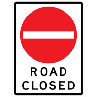 "Road Closed" Roll-Up Traffic Sign, 36" x 48", Vinyl, English with Pictogram Sécurité Médic