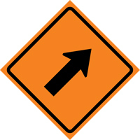 Right Diagonal Arrow Roll-Up Traffic Sign, 29-1/2" x 29-1/2", Vinyl, Pictogram Sécurité Médic