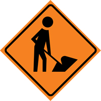 Men at Work Roll-Up Traffic Sign, 29-1/2" x 29-1/2", Vinyl, Pictogram Sécurité Médic