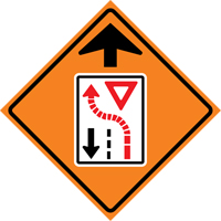 Yield Ahead Roll-Up Traffic Sign, 29-1/2" x 29-1/2", Vinyl, Pictogram Sécurité Médic