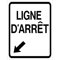 "Ligne d'Arr&ecirc;t" Roll-Up Traffic Sign, 23-3/5" x 29-1/2", Vinyl, French with Pictogram Sécurité Médic