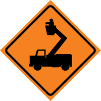 Man in Elevated Bucket Roll-Up Traffic Sign, 29-1/2" x 29-1/2", Vinyl, Pictogram Sécurité Médic