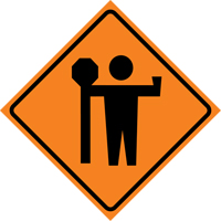 Flagman Roll-Up Sign Traffic Sign, 29-1/2" x 29-1/2", Vinyl, Pictogram Sécurité Médic