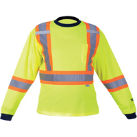 Safety Long Sleeve Shirt, Polyester, Medium, High Visibility Lime-Yellow Sécurité Médic