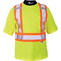 Safety T-Shirt, Polyester, Medium, High Visibility Lime-Yellow Sécurité Médic