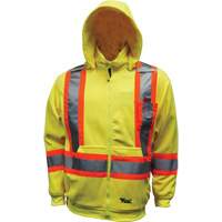 Safety Fleece Hoodie, Polyester, Small, High Visibility Lime-Yellow Sécurité Médic