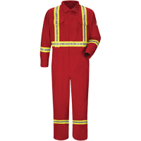 Flame-Resistant Deluxe Coveralls with Reflective Trim, Size 38, Red, 5.6 cal/cm² Sécurité Médic