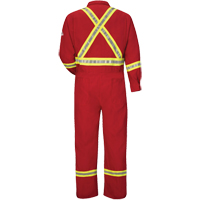 Flame-Resistant Deluxe Coveralls with Reflective Trim, Size 38, Red, 5.6 cal/cm² Sécurité Médic