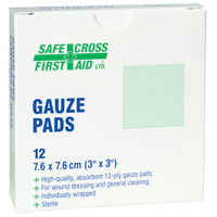 Gaze, Tampon, 3" lo x 3" la, St&eacute;rile, Dispositif m&eacute;dical Classe 1 Sécurité Médic