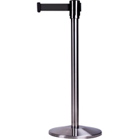 Free-Standing Crowd Control Barrier, Steel, 35" H, Black Tape, 7' Tape Length Sécurité Médic