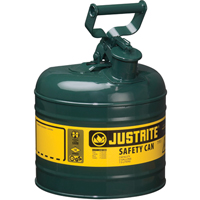 Bidons s&eacute;curitaires, Type I, Acier, 2 gal. US, Vert, Homologu&eacute; FM/List&eacute; UL/ULC Sécurité Médic