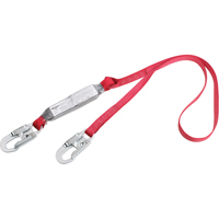 PRO Shock Absorbing Lanyards, 4', Snap Hook Center, Snap Hook Leg Ends, Polyester Sécurité Médic