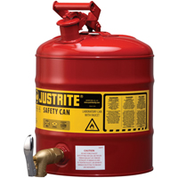 Bidon avec robinet s&eacute;curitaires pour laboratoires, Type I, Acier, 5 gal. US, Rouge, Homologu&eacute; FM Sécurité Médic