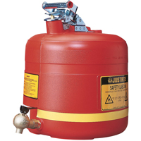 Bidon avec robinet s&eacute;curitaires pour laboratoires, Type I, Acier, 5 gal. US, Rouge, Homologu&eacute; FM Sécurité Médic