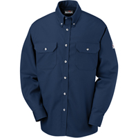 Flame-Resistant Cool Touch&reg; 2 Button Front Deluxe Shirts, Small, Navy Blue Sécurité Médic