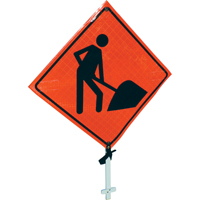 Men At Work Pole Sign, 24" x 24", Vinyl, Pictogram Sécurité Médic