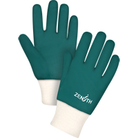 Double Dipped Green Gloves, 10" L, PVC, Cotton Jersey Inner Lining, 70-mil Sécurité Médic