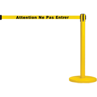 Free-Standing Crowd Control Barrier, Steel, 35" H, Yellow Tape, 7' Tape Length Sécurité Médic