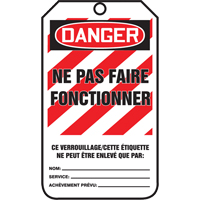 Lockout Tags, Plastic, 3-3/8" W x 5-5/8" H, French Sécurité Médic