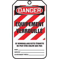Lockout Tags, Cardstock, 3-3/8" W x 5-7/8" H, French Sécurité Médic