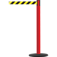 Advance TensaBarrier&reg; Barrier Post, Steel, 36" H, Black/Yellow Tape, 7.5' Tape Length Sécurité Médic