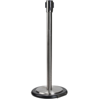 Free-Standing Crowd Control Barrier Receiver Post With Wheels, 35" High, Stainless Sécurité Médic