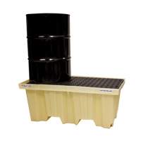 Palettes Poly-Spillpallet emboîtables avec drain pour 2 barils, Capacit&eacute; de d&eacute;versement 66 gal. US, 51" x 26" x 21" Sécurité Médic