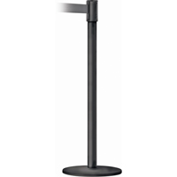 Slimline TensaBarrier&reg; Barrier Post, Steel, 38" H, Black Tape, 7.5' Tape Length Sécurité Médic