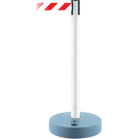 Outdoor TensaBarrier&reg; Barrier Post, Plastic, 37" H, White/Red Tape, 13' Tape Length Sécurité Médic