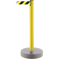 Outdoor TensaBarrier&reg; Barrier Post, Plastic, 37" H, Black/Yellow Tape, 13' Tape Length Sécurité Médic