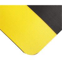 Tapis ondul&eacute; pour tableau de contr&ocirc;le no 702, 3' la x 75' lo, 1/4" &eacute;paisseur, Noir/Jaune, PVC Sécurité Médic