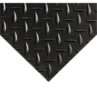 Tapis Diamond-Plate pour tableau de contr&ocirc;le no 701, 4' la x 20' lo, 1/4" &eacute;paisseur, Noir, PVC Sécurité Médic