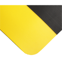 Tapis tr&egrave;s robuste pour panneau de contr&ocirc;le No 720, Ondul&eacute;, 3' x 10' x 5/8", Noir/Jaune, PVC Sécurité Médic