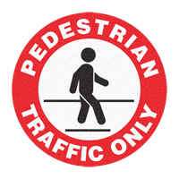 "Pedestrian Traffic Only" Floor Sign, Adhesive, English with Pictogram Sécurité Médic