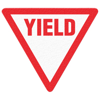 "Yield" Floor Sign, Adhesive, English with Pictogram Sécurité Médic